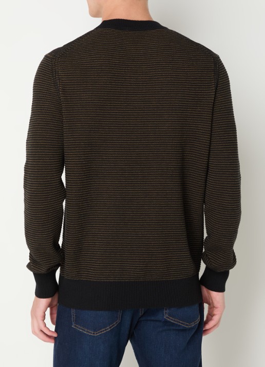 BOSS Amercury grofgebreide pullover in wolblend - achterkant zwart