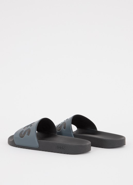 BOSS Aryeh slipper met logo - achterkant donkergrijs