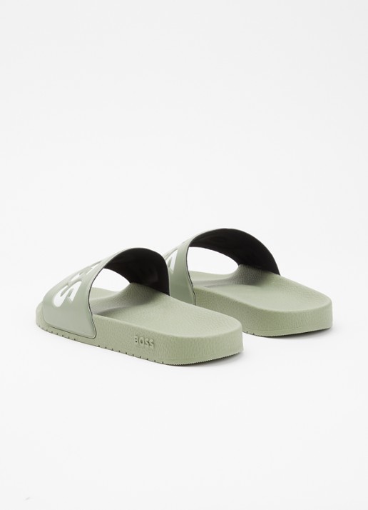 BOSS Aryeh slipper met logo - achterkant 4 lindegroen