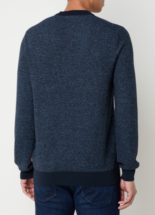 BOSS Aspoki fijngebreide pullover met gemêleerd dessin - achterkant 5 donkerblauw