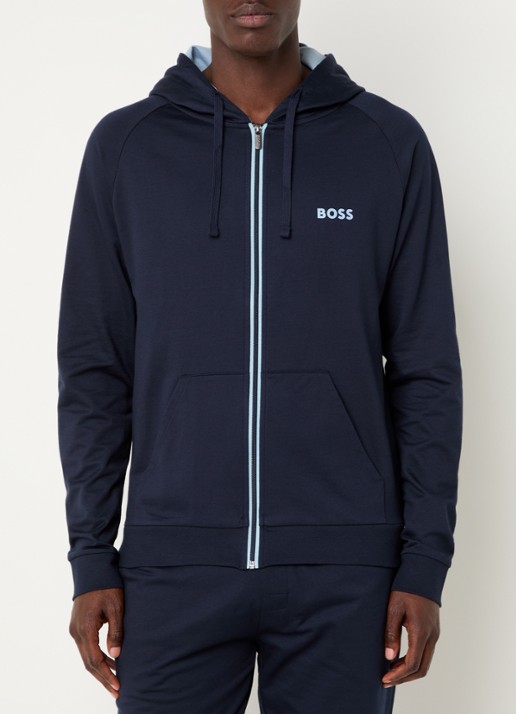 BOSS Authentic sweatvest met capuchon en logo - detail 4 dark blue-403 / blauw