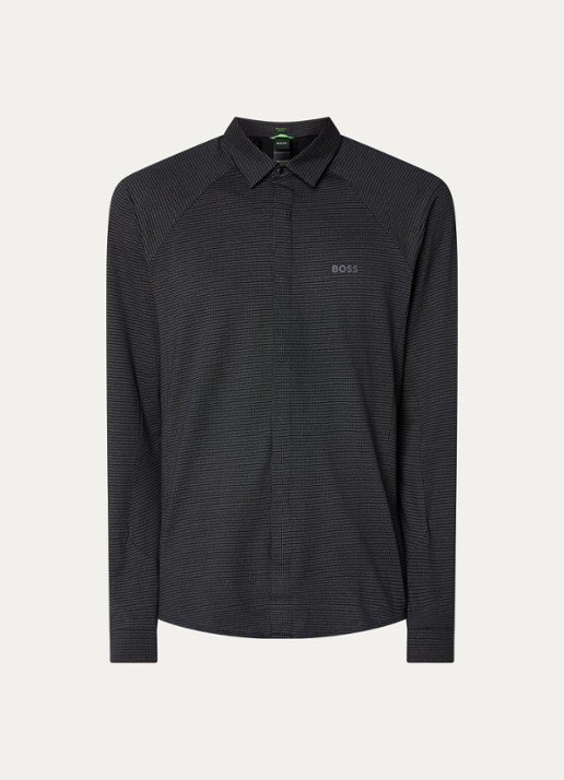 BOSS B_excurse_L regular fit overhemd met microdessin - voorkant 4 zwart