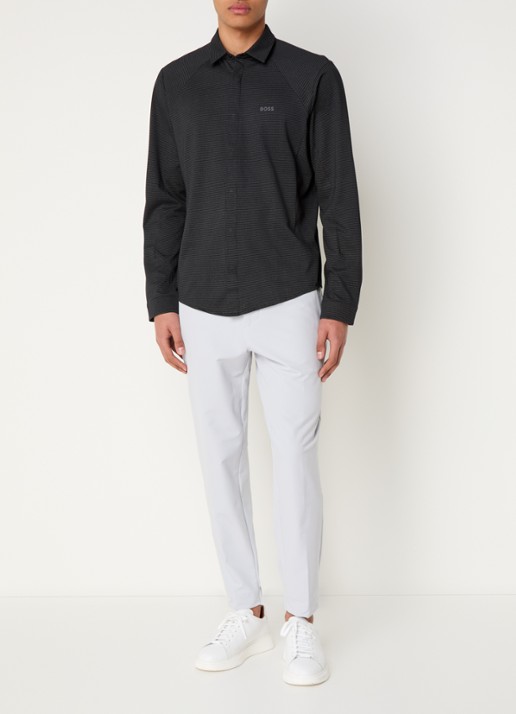 BOSS B_excurse_L regular fit overhemd met microdessin - voorkant 5 zwart