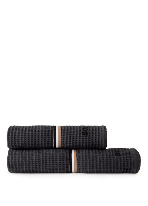 BOSS Badhanddoek van katoen 70 x 140 cm - voorkant 2 antraciet