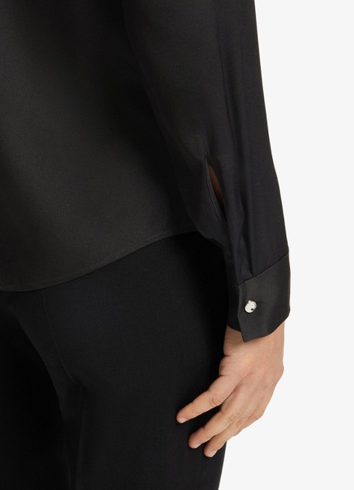 BOSS Banorah blouse in zijdeblend - detail 5 black-001 / zwart