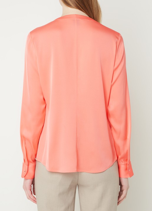 BOSS Banorah blouse van zijde met gedrapeerde hals  - achterkant 3 zalmroze