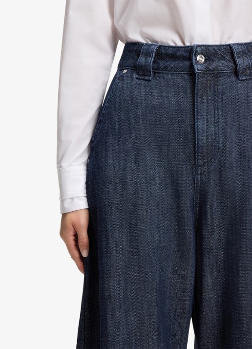 BOSS Barrel high waist loose fit jeans met medium wassing - detail 3 indigo