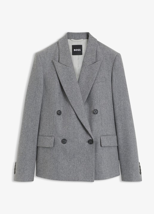 BOSS Blazer in wolblend - voorkant 2 middengrijs