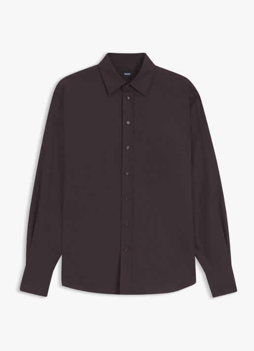 BOSS Blouse met borstzak - voorkant 4 medium brown-210 / bruin