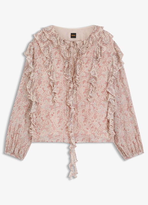 BOSS Blouse met jacquarprint - voorkant 5 lichtroze
