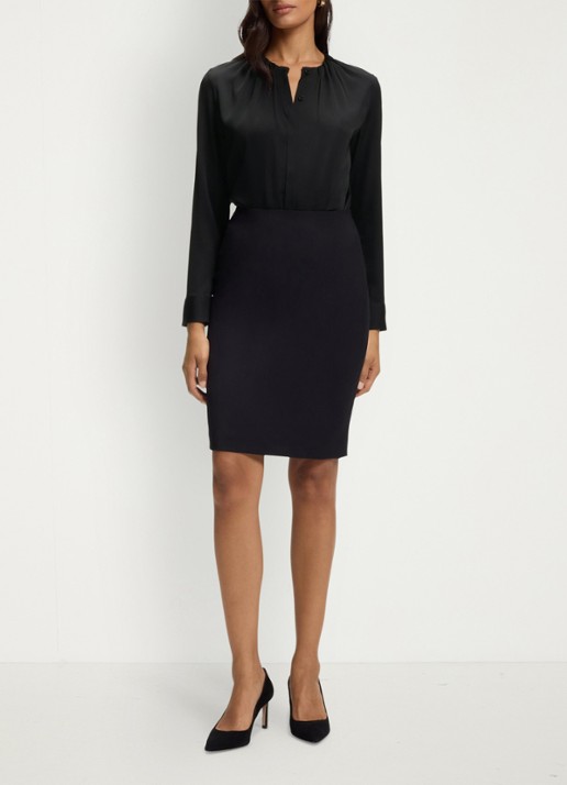 BOSS Blouse met plooien - voorkant 2 zwart
