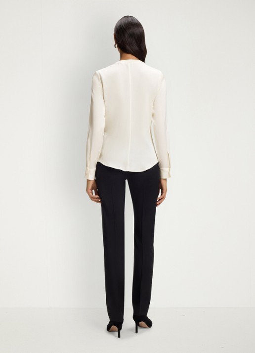 BOSS Blouse met plooien - achterkant 3 gebroken wit