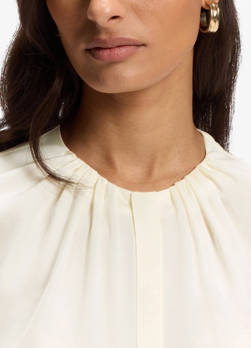 BOSS Blouse met plooien - detail 5 gebroken wit