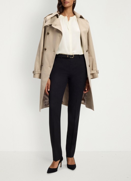BOSS Blouse met plooien - voorkant 2 gebroken wit