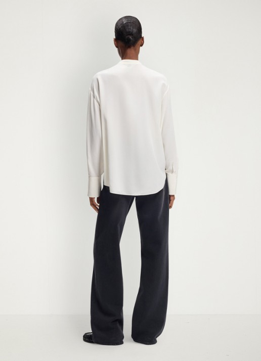 BOSS Blouse van zijde met ronde hals - achterkant 4 creme