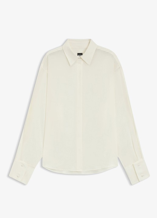 BOSS Blouse van zijde - voorkant 5 gebroken wit