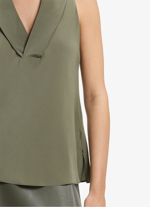 BOSS Blouse van zijde - detail 4 mosgroen