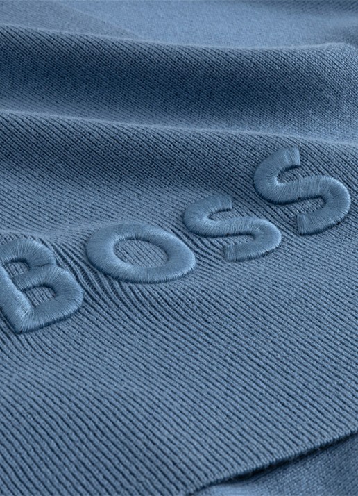 BOSS Bold plaid in katoenblend - 130 x 170 cm - voorkant 3 staalblauw