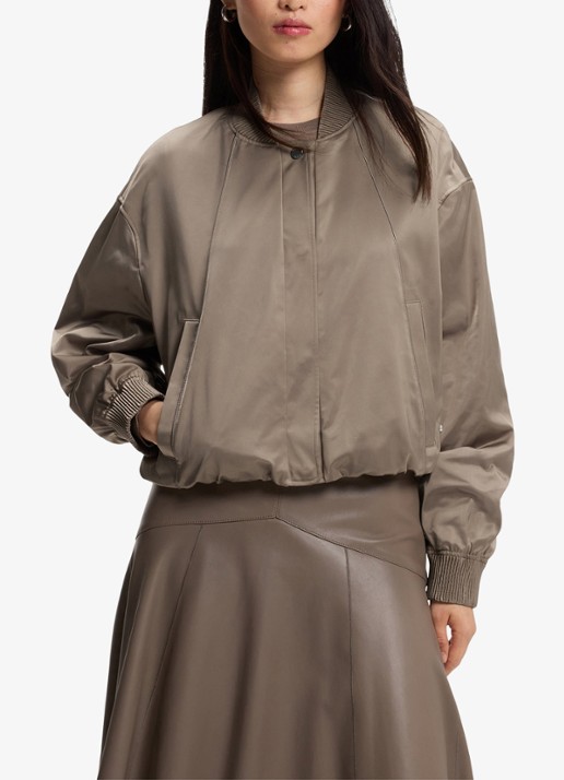 BOSS Bomber jack met steekzakken en glanzende finish - detail 2 brown overflow-915 / bruin