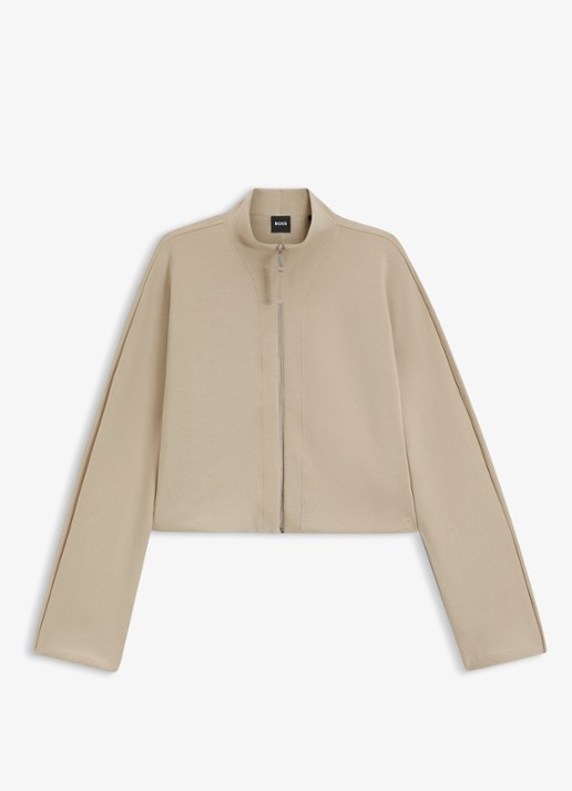 BOSS Bomberjack met opstaande kraag - voorkant beige