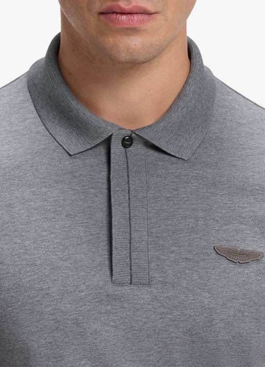 BOSS BOSS x ASTON MARTIN regular fit polo met logo - detail 2 middengrijs