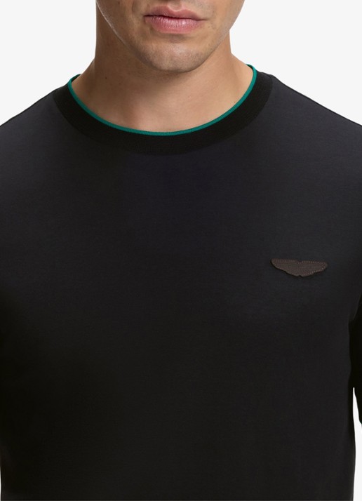 BOSS BOSS x ASTON MARTIN T-shirt met gestreept detail - detail 4 zwart