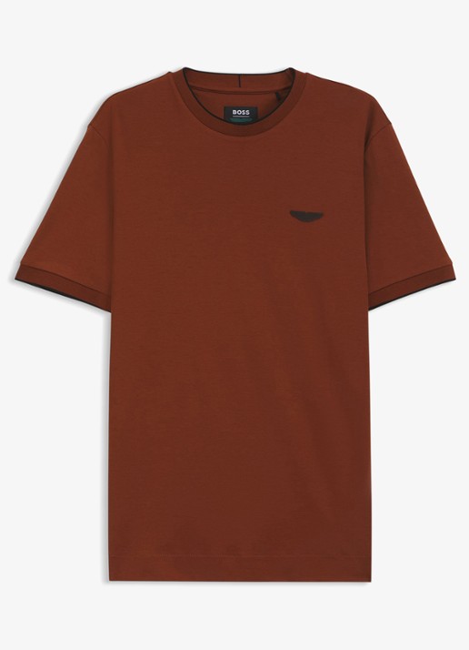 BOSS BOSS x ASTON MARTIN T-shirt met gestreept detail - voorkant bruin