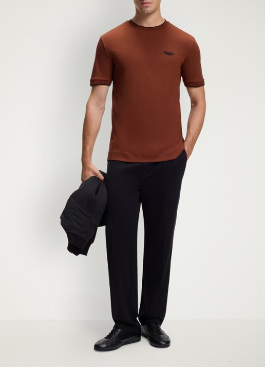 BOSS BOSS x ASTON MARTIN T-shirt met gestreept detail - voorkant 3 bruin