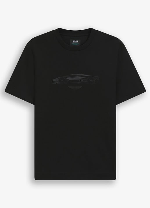BOSS BOSS x ASTON MARTIN T-shirt van katoen - voorkant zwart