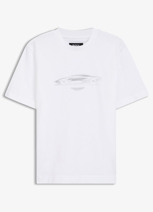 BOSS BOSS x ASTON MARTIN T-shirt van katoen - voorkant wit