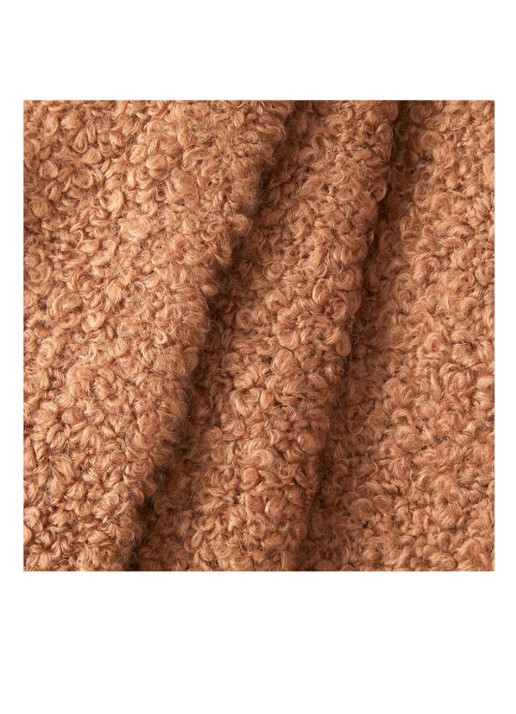 BOSS Boucle plaid in wolblend 130 x 170 cm - achterkant 5 oranjebruin
