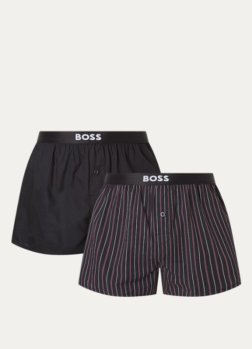 BOSS Boxershort met logoband in 2-pack - voorkant zwart