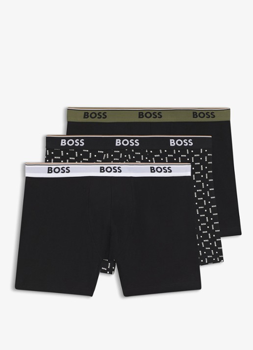 BOSS Boxershort met logoband in 3-pack - voorkant zwart