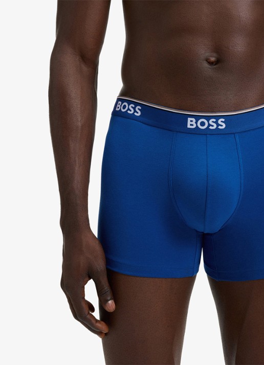 BOSS Boxershorts met logoband in 3-pack - detail blauw