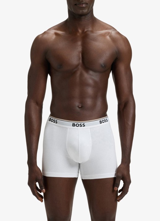 BOSS Boxershorts met logoband in 3-pack - voorkant 6 gebroken wit