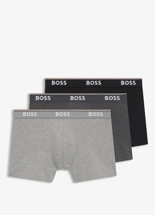 BOSS Boxershorts met logoband in 3-pack - voorkant grijs