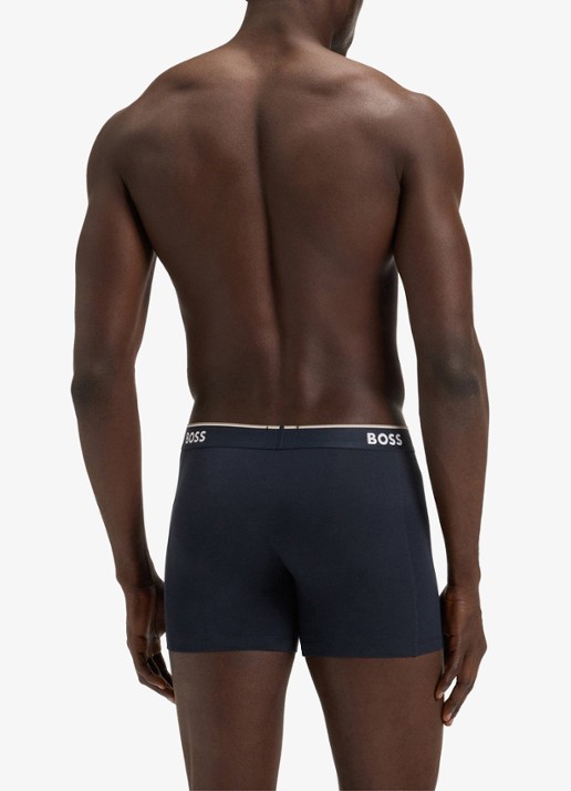 BOSS Boxershorts met logoband in 3-pack - achterkant blauwgrijs