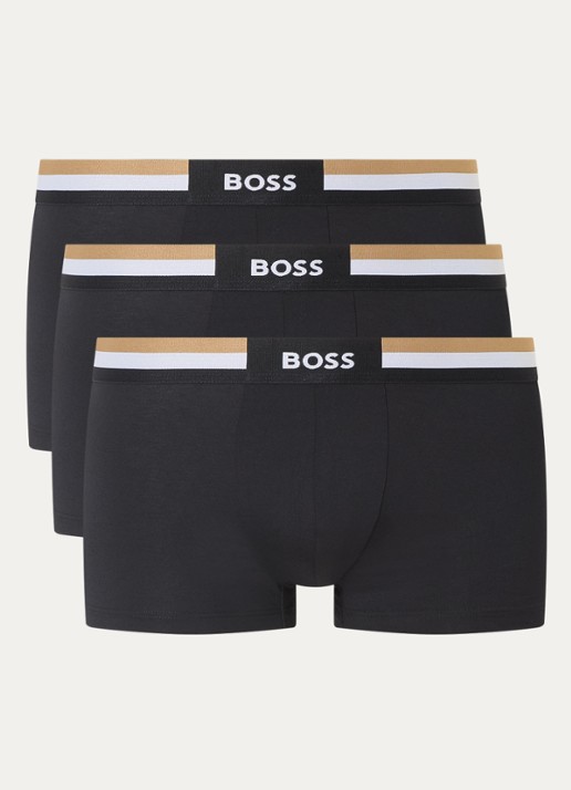 BOSS Boxershorts met logoband in 3-pack - voorkant zwart