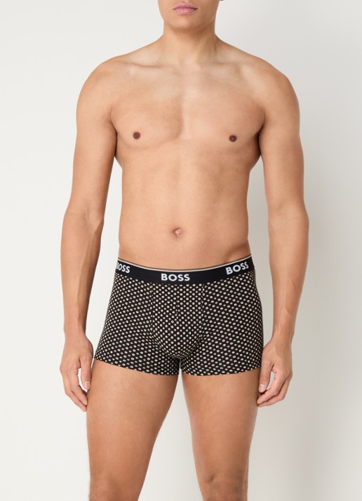 BOSS Boxershorts met logoband in 3-pack - voorkant 3 zwart
