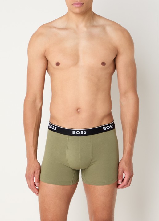 BOSS Boxershorts met logoband in 3-pack - voorkant 2 olijfgroen