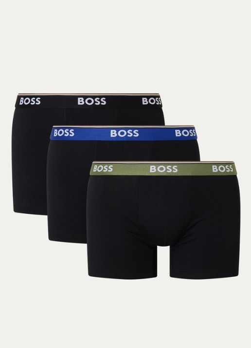 BOSS Boxershorts met logoband in 3-pack - voorkant zwart