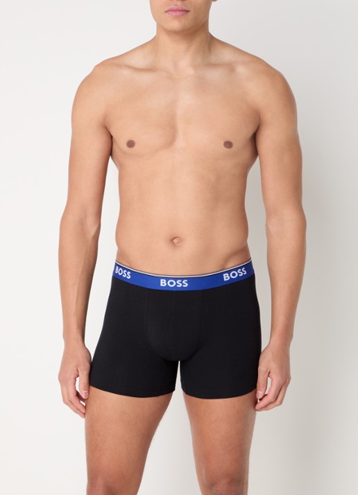 BOSS Boxershorts met logoband in 3-pack - voorkant 2 zwart