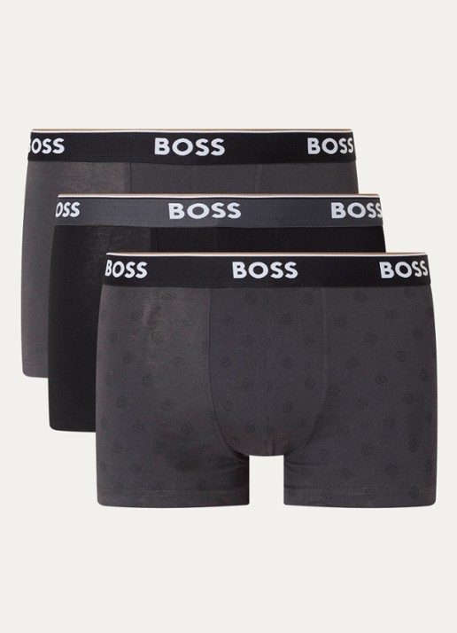 BOSS Boxershorts met logoband in 3-pack - voorkant 3 donkergrijs