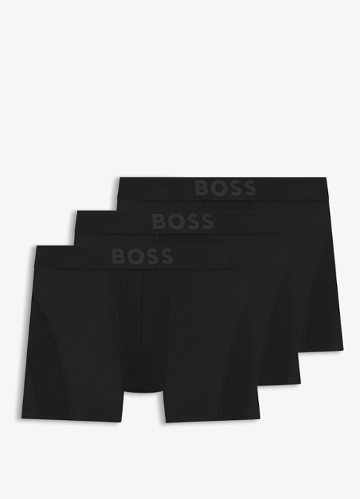 BOSS Boxershorts met logoband in 3-pack - voorkant 2 zwart