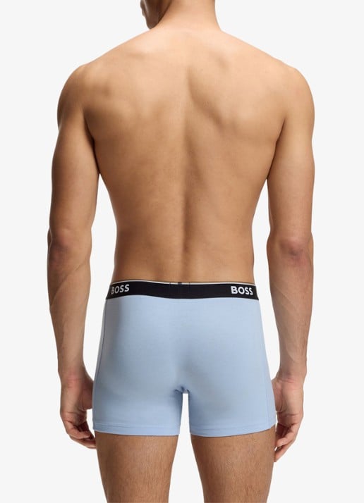 BOSS Boxershorts met logoband in 3-pack - achterkant 3 open blue-462 / blauw