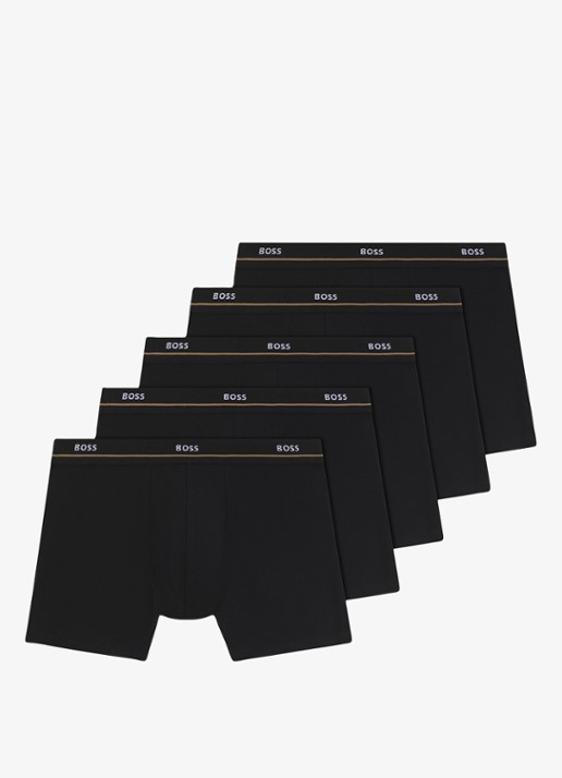 BOSS Boxershorts met logoband in 5-pack - voorkant 5 zwart