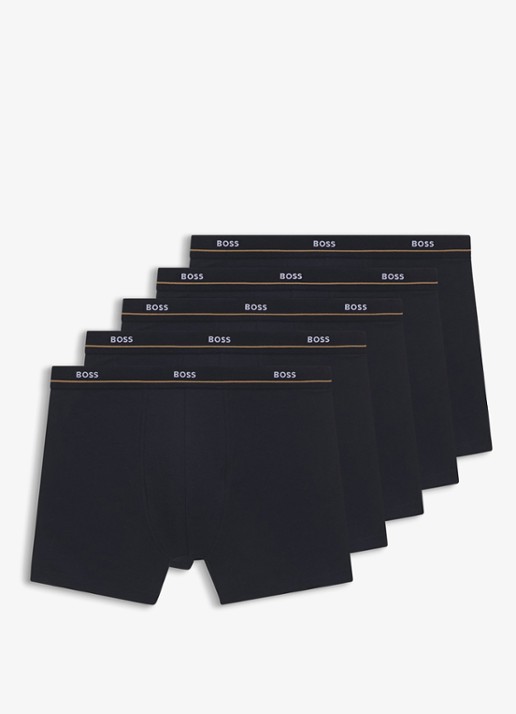BOSS Boxershorts met logoband in 5-pack - voorkant 5 donkerblauw