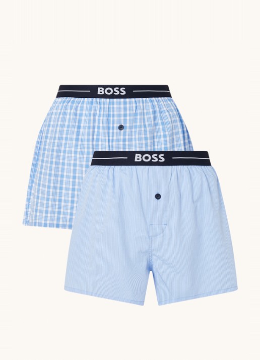 BOSS Boxershorts met print in 2-pack - voorkant 4 blauw