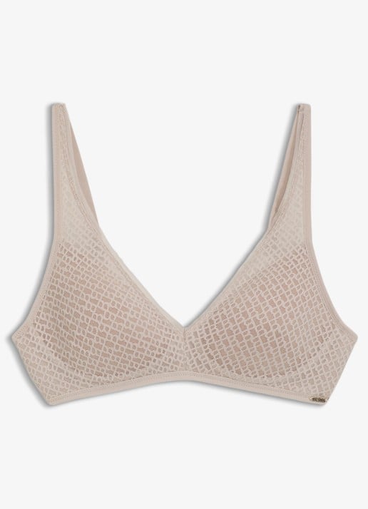 BOSS Superzachte kanten bralette met goudkleurig plaatje