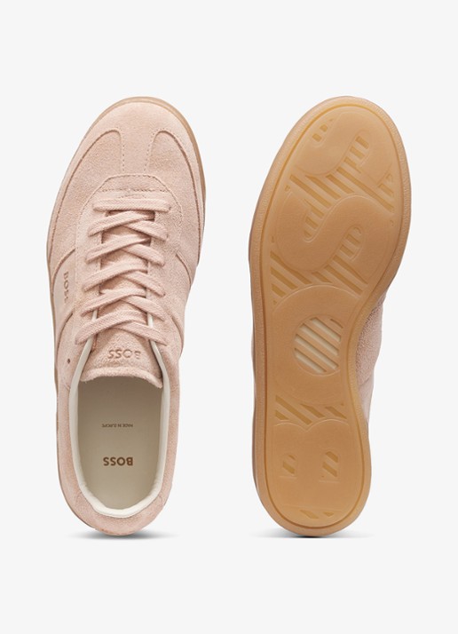 BOSS Brenta sneaker van suède - achterkant 2 lichtroze